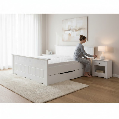 Bett Mat Polster Design Holzbett Double Better Wäiss 180x200 Schlof Schlofkummer