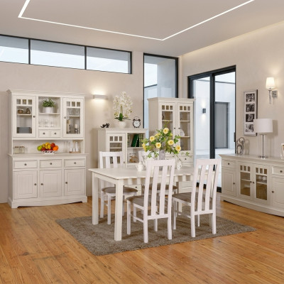Iesszëmmer Design Miwwelen Landhaus Stullsgrupp Dësch+4xStill 5tlg. Set Garnitur