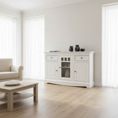 Buffetschaf Barschaf Landhaus Luxus Italienescht Holzmiwwel Wäiss Grouss Neit