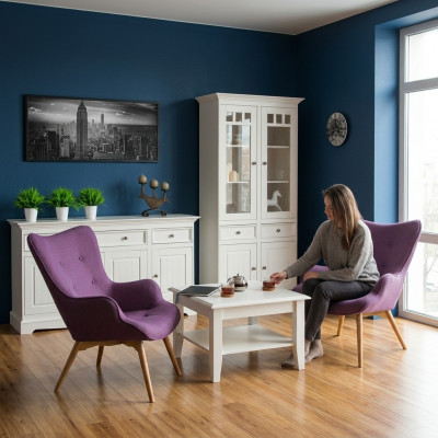 Klassesch Design Miwwelen Set 2-Deel Set Landhausstil Vitrin Komod Miwwelen Holz