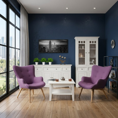 Klassesch Design Miwwelen Set 2-Deel Set Landhausstil Vitrin Komod Miwwelen Holz
