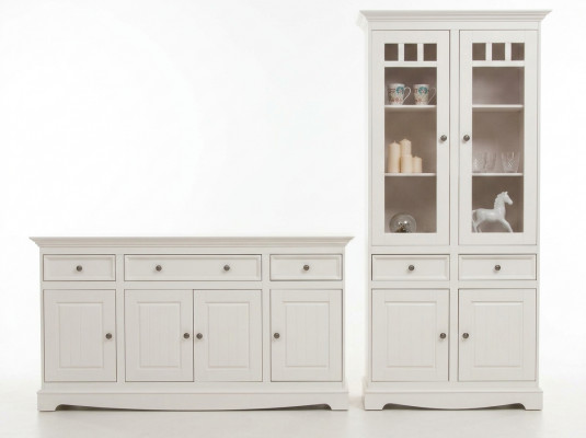 Klassesch Design Miwwelen Set 2-Deel Set Landhausstil Vitrin Komod Miwwelen Holz