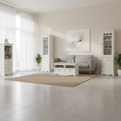 Wunnzëmmer Set Vitrin Bicherregal Saitenbriet Wunnwänn Kommoden Design 3 Deeler. Nei.