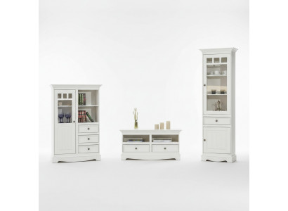 Wunnzëmmer Set Vitrin Bicherregal Saitenbriet Wunnwänn Kommoden Design 3 Deeler. Nei.