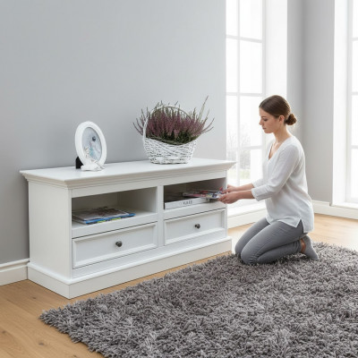 Landhaus Lowboard TV Miwwelen Schief Fernsee-Schaf Sideboard RTV Kommode Nei
