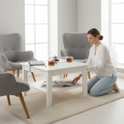 Holz Couchtisch Kaffisdësch Säitentësch Design Dësch Wunnzëmmerdësch Dëscher