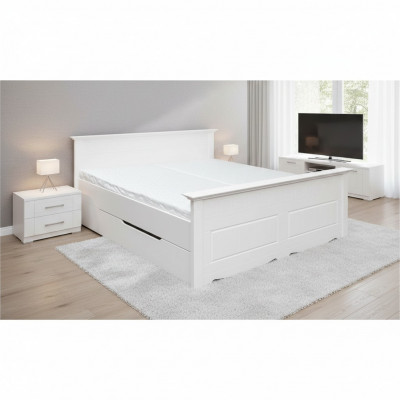 Duebelbett Bett Bettrahmen Better Duebeldbett Polsterbett Holz Miwwelen Wäiss Baueren