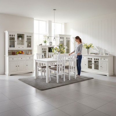 Klassesch Holzdaisch Iessdësch Dësch Holz Dëscher Landhaus Iesszëmmer Auszéiher