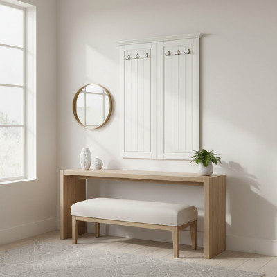 Landhaus Stil Kleederstänner Mauer Garderobe Holz Garderoben Ophänger Wäiss Nei