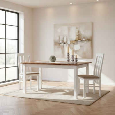 Landhaus Holzdësch Iessdësch Dësch Holz Dëscher 150/197cm Iesszëmmer Auszéibar