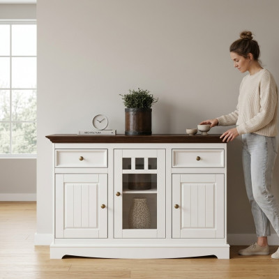 Schaf Holz Schief Wonstzëmmer Kommode Vitrin Klassesch Kommode Kommoden
