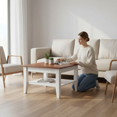 Niewentisch Holz Handaarbecht Dësch Echt Holz Klassesch Sofa Nei