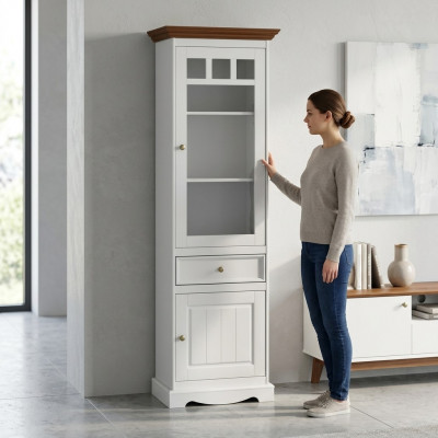 Schaf Kommode Vitrin Kolonialstil Miwwelen Sideboard Anrichte Vitrin Holz Nei