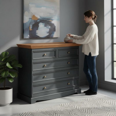 Wunnzëmmer Regal Holz Luxus Modern Schwarz XXL Kommod Side Low Board Schaf