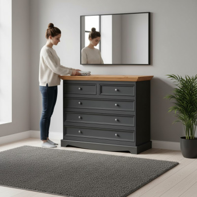 Kommod Luxus Kommoden Landhausdesign Miwwele Polster Holz Konsole Schwaarz Board