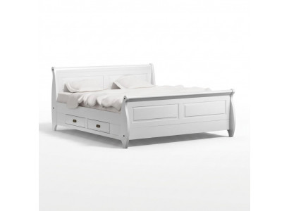 Landhausstil Luxusbett Duebelbett Duebelbetter Wäiss Better Schlofzëmmer
