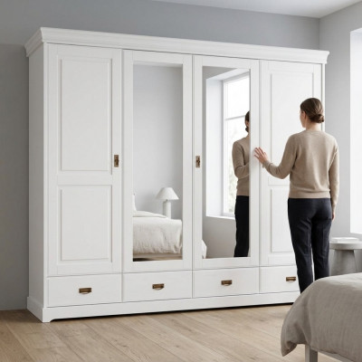 Kleederkrooss Landhausstil Regal Schaf Kleeder Schief Holz Miwwelen Wäiss