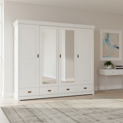 Kleederkrooss Landhausstil Regal Schaf Kleeder Schief Holz Miwwelen Wäiss