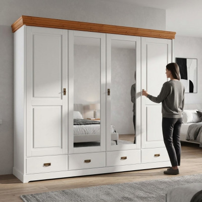 Kleederschaf Landhausstil Schaf Kleeder Schief Kabinett Holz Miwwelen Wäiss Regal