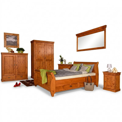 Schlofzëmmer Set Komplett Design Bett Klassesche Miwwelen 5stéck Nuechtkommod Landhaus