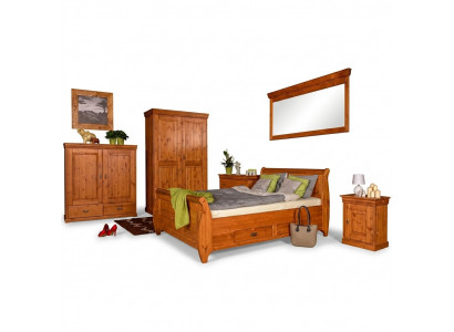 Schlofzëmmer Set Komplett Design Bett Klassesche Miwwelen 5stéck Nuechtkommod Landhaus