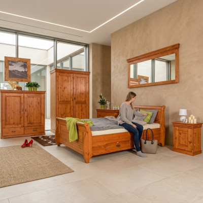 Design Luxus Duebel Hotel Better Schlofzëmmer Holz 180x200cm Bett Polster