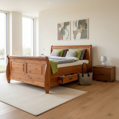 Luxus Bett 2x Nuetstësch 3-Teilig Set Better Duebelbett Schlofzëmmer Hotel Bestiet Neu