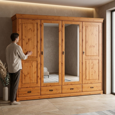 Kleedersschaf Landhausstil Miwwelen Schaf Holz Schlofzëmmer Schief Braun Nei