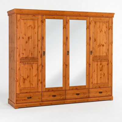 Kleedersschaf Landhausstil Miwwelen Schaf Holz Schlofzëmmer Schief Braun Nei