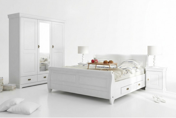 Schlofkummer Set Bett Nuetsdësch Kleederschaf Hotel Better Holz Design 4tlg.