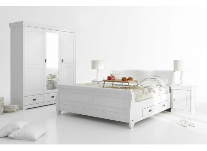 Schlofkummer Set Bett Nuetsdësch Kleederschaf Hotel Better Holz Design 4tlg.