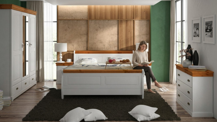Landhaus Bett Kleederschaf Nuechtstil Schlofkummer Komplett Holz Set 5tlg Nei