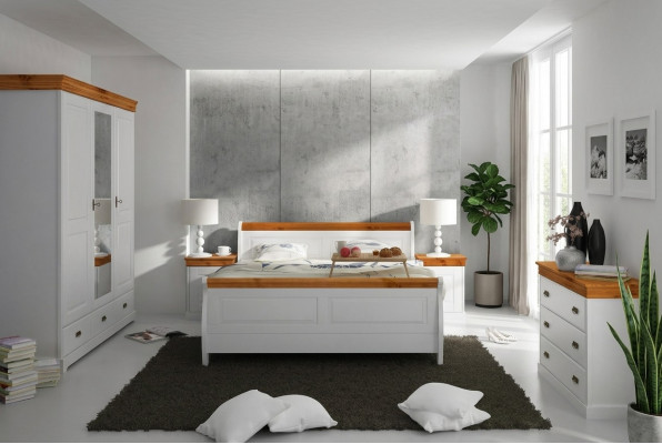 Landhaus Bett Kleederschaf Nuechtstil Schlofkummer Komplett Holz Set 5tlg Nei