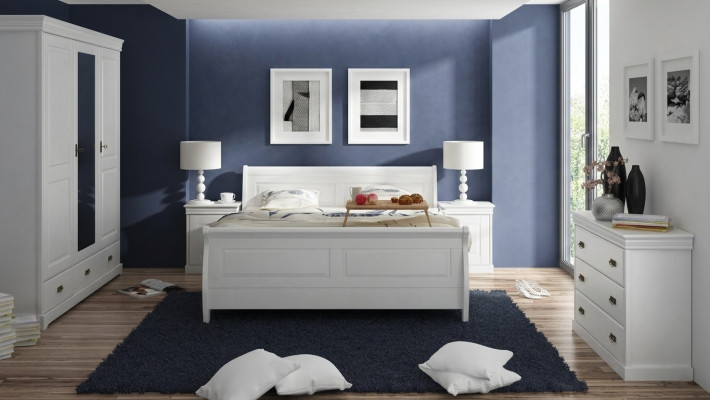 Miwwelen Schlofkummer Set Design Bett 2x Nuetsdëscher Kommode Kleederschaf Nei 5tlg