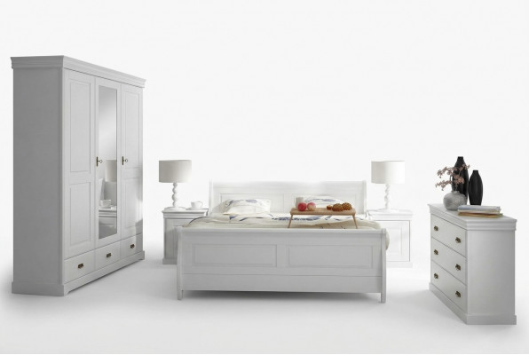 Miwwelen Schlofkummer Set Design Bett 2x Nuetsdëscher Kommode Kleederschaf Nei 5tlg