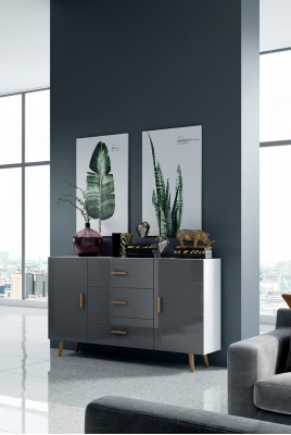 Kommoden Wunnzëmmerschaf 140cm XL Niddreg Briet Moderne Holz Kommode Säiteboards