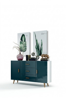 Kommoden Wunnzëmmerschaf 140cm XL Niddreg Briet Moderne Holz Kommode Säiteboards
