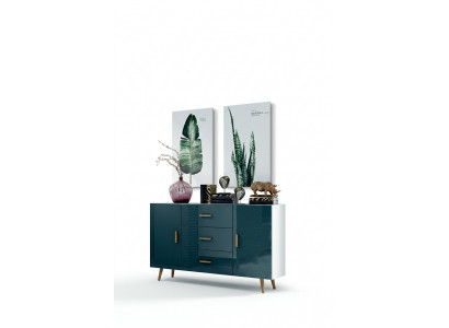 Kommoden Wunnzëmmerschaf 140cm XL Niddreg Briet Moderne Holz Kommode Säiteboards