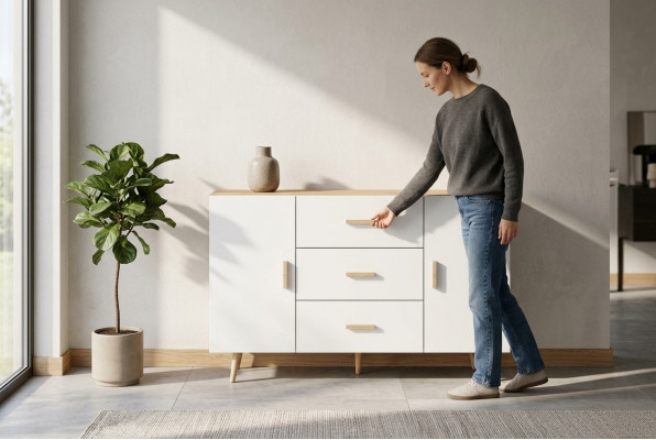 Kommode Regal 140cm Schiefen Regaler Späicher Héichglanz Nei Kommode Säitendësch