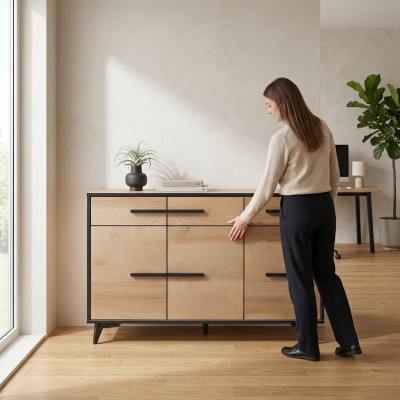Luxus Schaf Holz Stil Miwwelen Holz Wunnzëmmer Kommode Anrichte Vitrine Komoden
