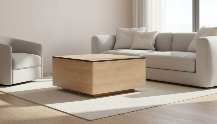 Beistelltisch Couchtisch Echt Holz Miwwelstéck Miwwelen Eech 80x80cm Nei Dëscher