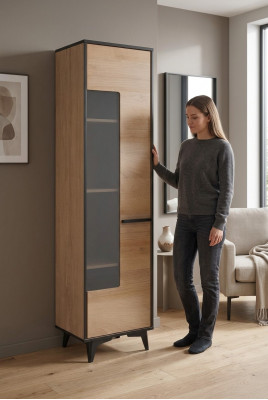 Wunnzëmmer Schau Design Schranken Glas Miwwelen Modern Vitrin Schaf Vitrinen Nei