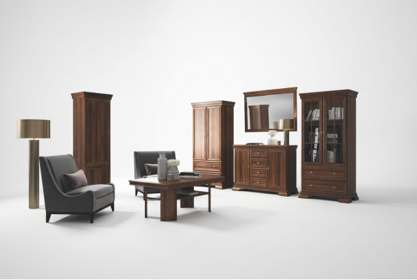 Garnitur Vitrine Kommode 4tlg. Holz Miwwelen Regal Wunnzëmmer Wunnwand Set Grupp