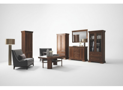Garnitur Vitrine Kommode 4tlg. Holz Miwwelen Regal Wunnzëmmer Wunnwand Set Grupp