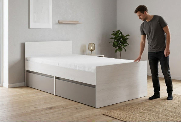 Jugendbett Kannerbett Kids Design Modern Kannerzëmmer Bett 90 cm Bettkëscht Neit