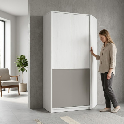 Modern Schief Schafschränk Holzschafschränk Eckschafschränk Kleederschafschränk Holzschafschränk Miwwelen