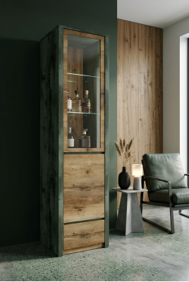 Vitrinnen Massivemëbelen Holz Schiefen Nei Eechtholz Vitrinn Héich Schaf Glas