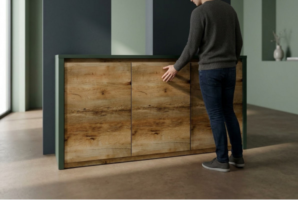 Designer Kommodë Regaler Schaf Schief Schief Holz Schief Braun Héichschaf Kommodë