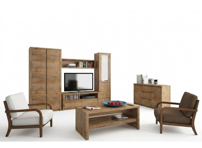 Wunnzëmmermiwwelen Set Design Wunnzëmmer Säitendësch Mauerregal Kommode Vitrinn 5stéck.