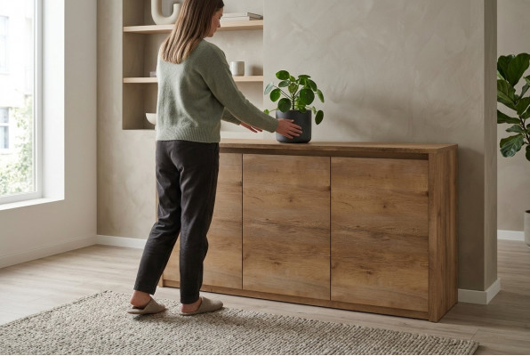 Modern Holz Kommode Sideboard Kommoden Wunnzëmmer Schaf 130cm XL Low Boards